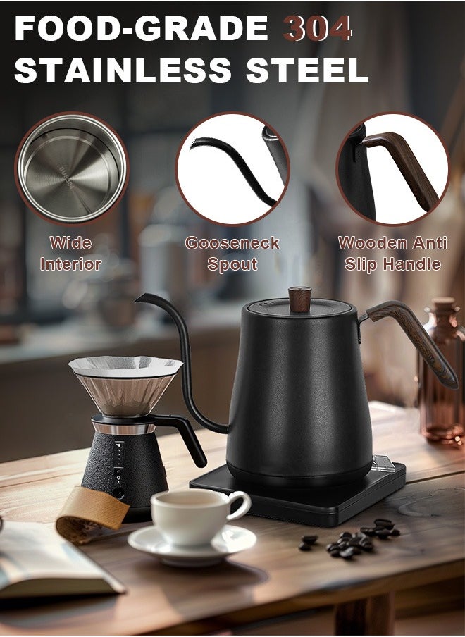 Gooseneck Electric Kettle,Electrically Heated Household Kettle Perfect for Boiling Water/Milk/Tea/Coffee,Protection from Overheating and Dry Boil,Pour-Over Kettle with 304 Stainless Steel Inner,360-Degree Rotation Base,Auto Safety Off,Wooden Handle,0.8L,1000W,Black - pzsku/ZE2D95A09C2A79FF6C009Z/45/_/1734683652/4bbd7b6d-0f0c-4b8e-8993-e466c01b656f