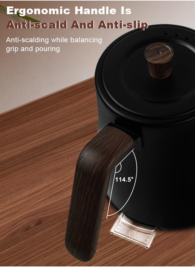 Gooseneck Electric Kettle,Electrically Heated Household Kettle Perfect for Boiling Water/Milk/Tea/Coffee,Protection from Overheating and Dry Boil,Pour-Over Kettle with 304 Stainless Steel Inner,360-Degree Rotation Base,Auto Safety Off,Wooden Handle,0.8L,1000W,Black - pzsku/ZE2D95A09C2A79FF6C009Z/45/_/1734683664/a02ce182-e522-47fd-8fc0-af6e2386cc9d