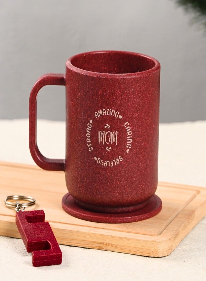 Eha Earth-Friendly Mother’s Day Gift Set for Mom | 350 ml | Mug with Coaster, Keychain & Bag | Gifts for Mom Made with Rice Husk Biocomposite | Gifts for Woman | Coral - Image 1