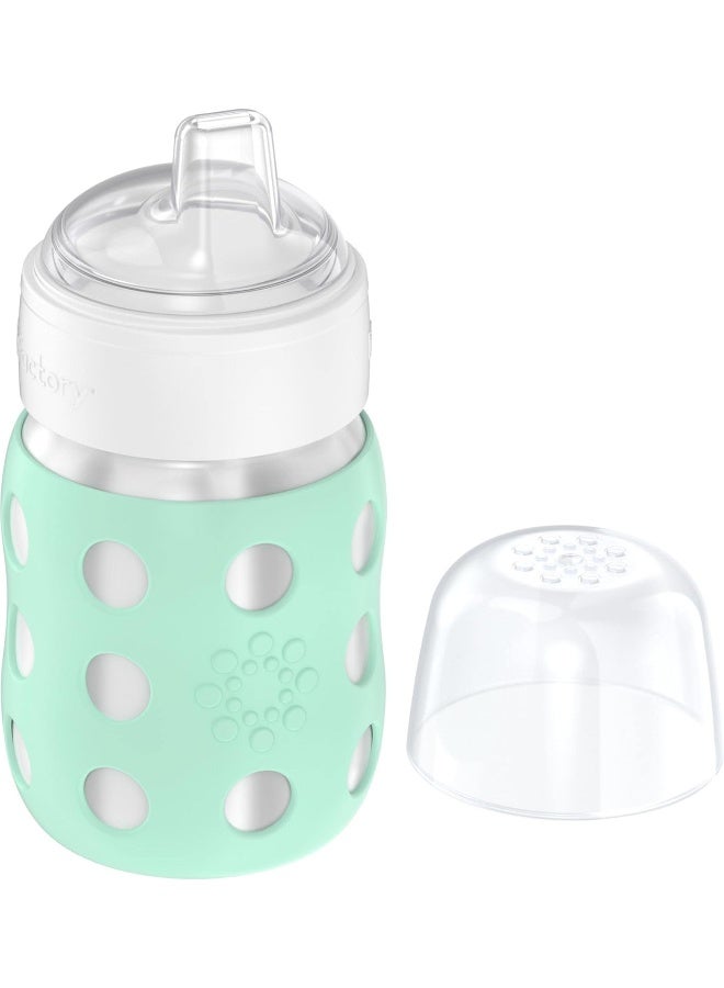 Lifefactory 8-Ounce Stainless-Steel Vacuum-Insulated Wide-Neck Baby Bottle with Sippy, Mint - Image 3