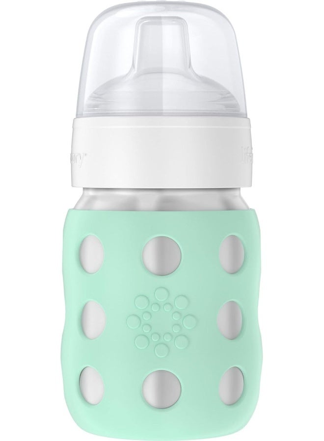 Lifefactory 8-Ounce Stainless-Steel Vacuum-Insulated Wide-Neck Baby Bottle with Sippy, Mint - Image 1