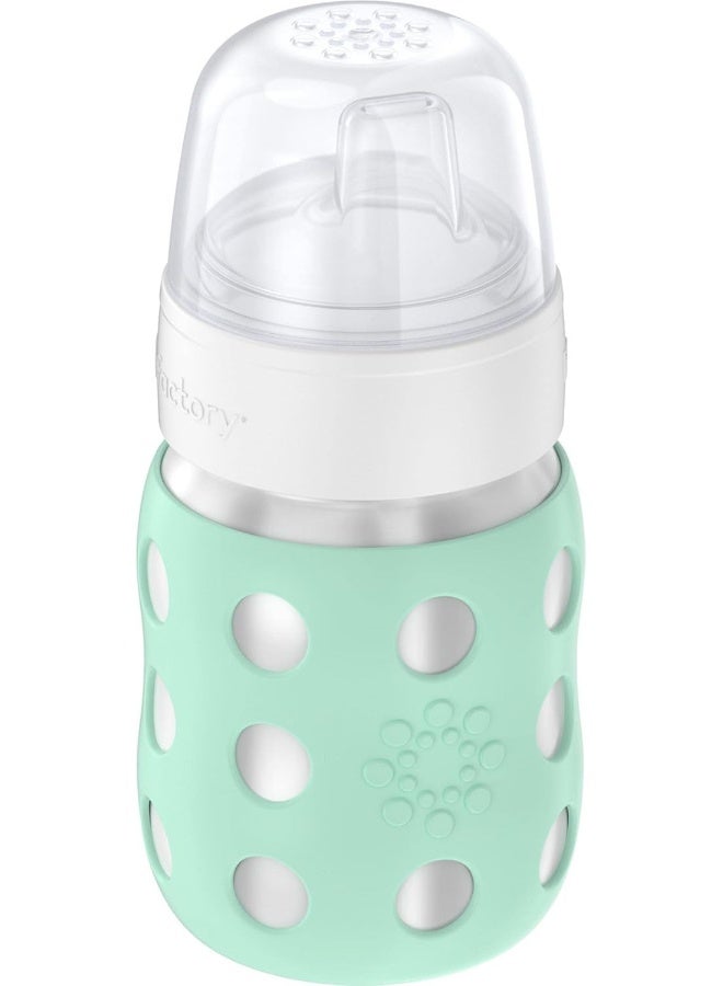 Lifefactory 8-Ounce Stainless-Steel Vacuum-Insulated Wide-Neck Baby Bottle with Sippy, Mint - Image 2