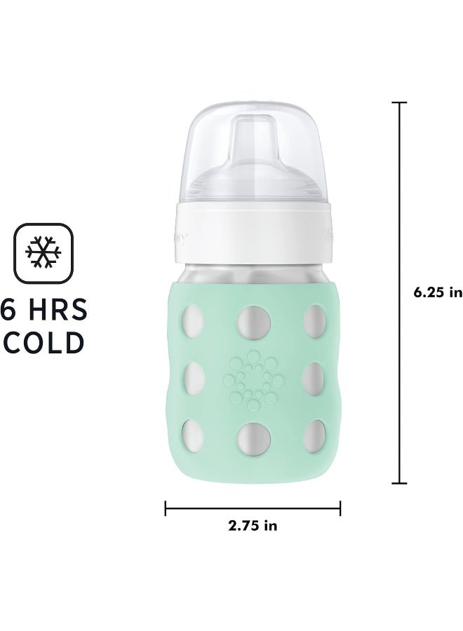 Lifefactory 8-Ounce Stainless-Steel Vacuum-Insulated Wide-Neck Baby Bottle with Sippy, Mint - Image 5