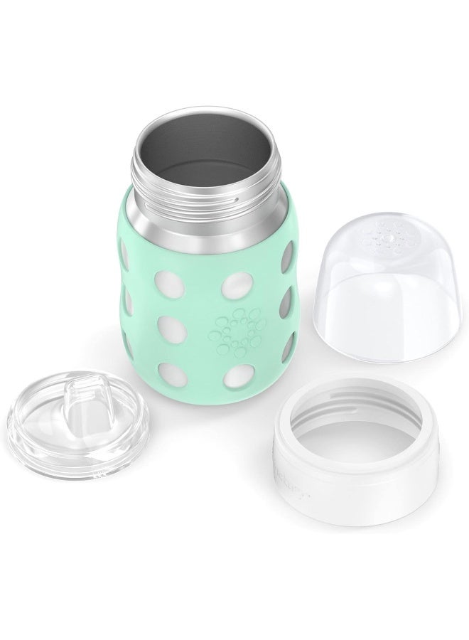 Lifefactory 8-Ounce Stainless-Steel Vacuum-Insulated Wide-Neck Baby Bottle with Sippy, Mint - Image 4