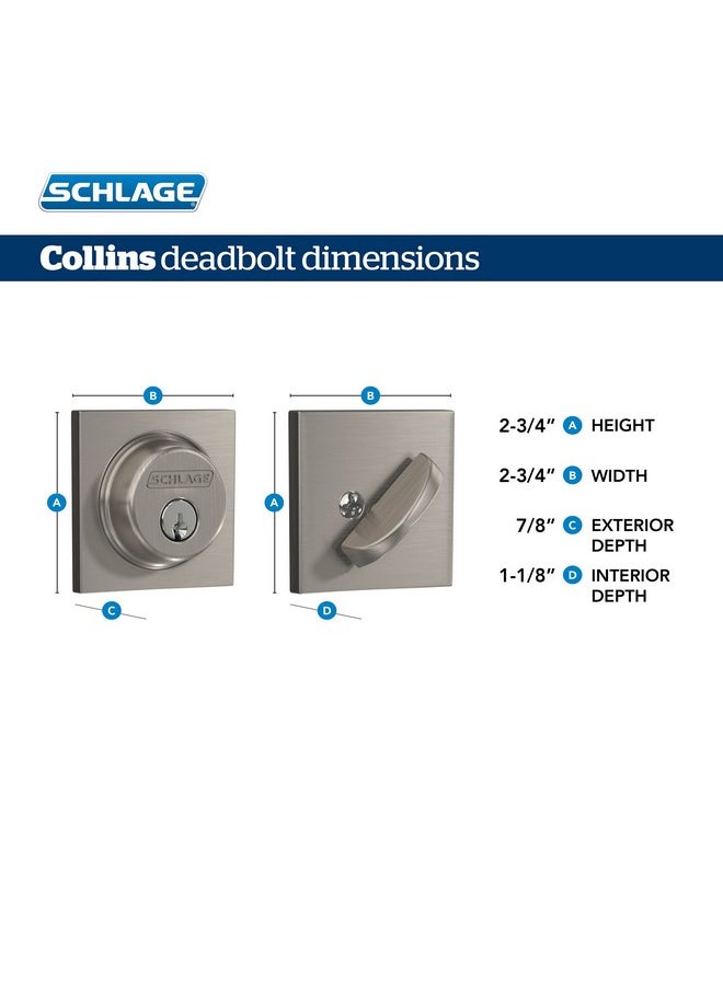 Schlage FB55N G LAT 622 COL Single Cylinder Deadbolt and Keyed Entry Latitude Lever with Collins Trim, Matte Black