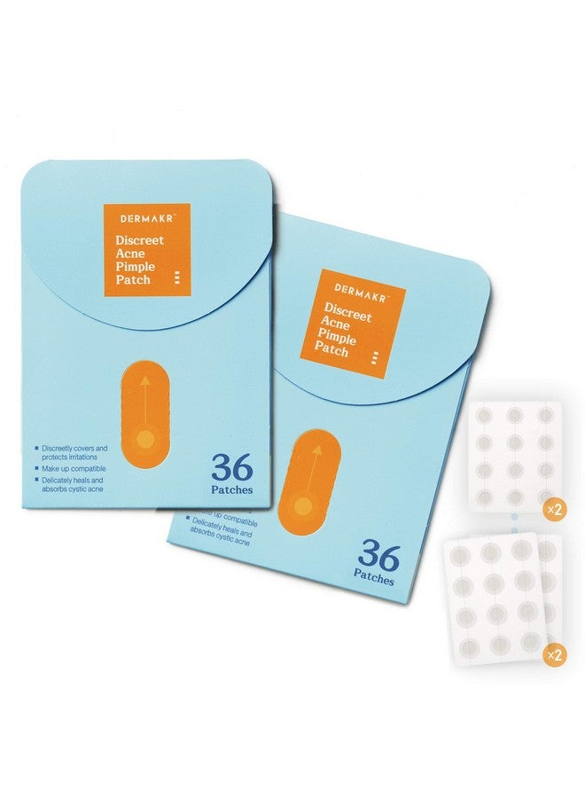 DERMAKR Discreet Acne Pimple Patch Spot Cover & Treatment Solution Cystic Acne & Pimple Hydrocolloid Facial Stickers Waterproof Patches Invisibly Cover Pimples (2Packs) - Image 1