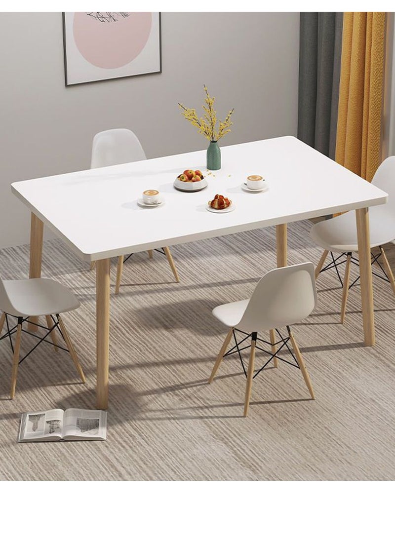 CityRiya-Long Dining Table White Kitchen Dining Table 120*60cm Kitchen Table Wood Coffee Table Tea Table Office Conference Pedestal Desk Small Modern Dinner Table for Living Room, Kitchen  - Image 4