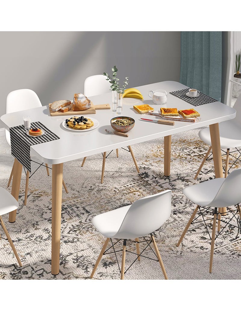 CityRiya-Long Dining Table White Kitchen Dining Table 120*60cm Kitchen Table Wood Coffee Table Tea Table Office Conference Pedestal Desk Small Modern Dinner Table for Living Room, Kitchen  - Image 1