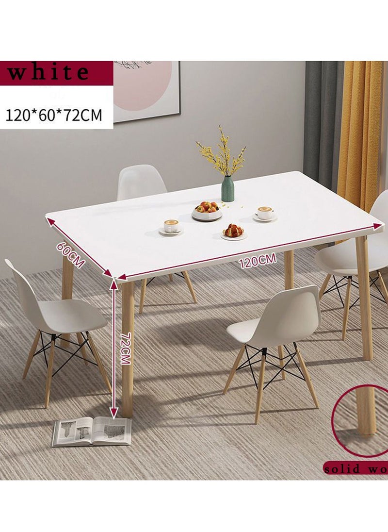 CityRiya-Long Dining Table White Kitchen Dining Table 120*60cm Kitchen Table Wood Coffee Table Tea Table Office Conference Pedestal Desk Small Modern Dinner Table for Living Room, Kitchen  - Image 2