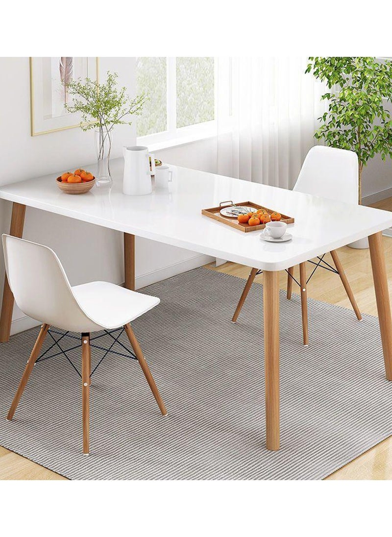 CityRiya-Long Dining Table White Kitchen Dining Table 120*60cm Kitchen Table Wood Coffee Table Tea Table Office Conference Pedestal Desk Small Modern Dinner Table for Living Room, Kitchen  - Image 3