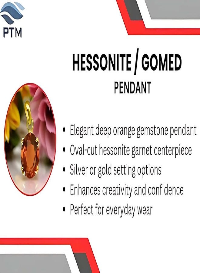 Ptm Hessonite/Gomed 4.25 Ratti or 4 Carat Natural Certified Astrological Gemstone Panchdhatu/5 Metals 22k Gold Plated pendant for Men & Women -nvdhp1425 - Image 3