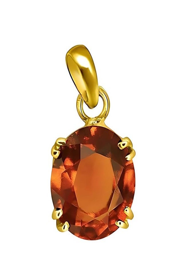 Ptm Hessonite/Gomed 4.25 Ratti or 4 Carat Natural Certified Astrological Gemstone Panchdhatu/5 Metals 22k Gold Plated pendant for Men & Women -nvdhp1425 - Image 1