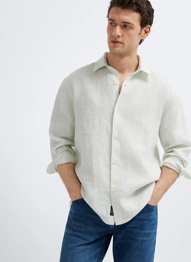 Mavi Linen Mix Green Shirt