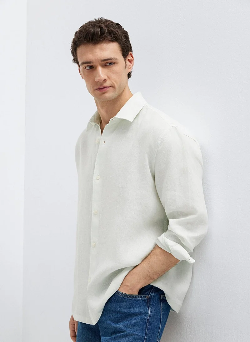 Mavi Linen Mix Green Shirt