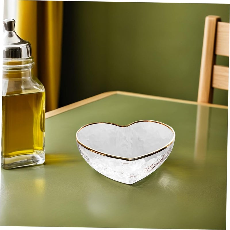 BESTonZON 2pcs Heart-shaped Dessert Bowls Glass with Gold Rim, Small 150ml Food Container for Jelly, Candy, Fruit, and Pudding Serving in Kitchen and Dining - Image 4