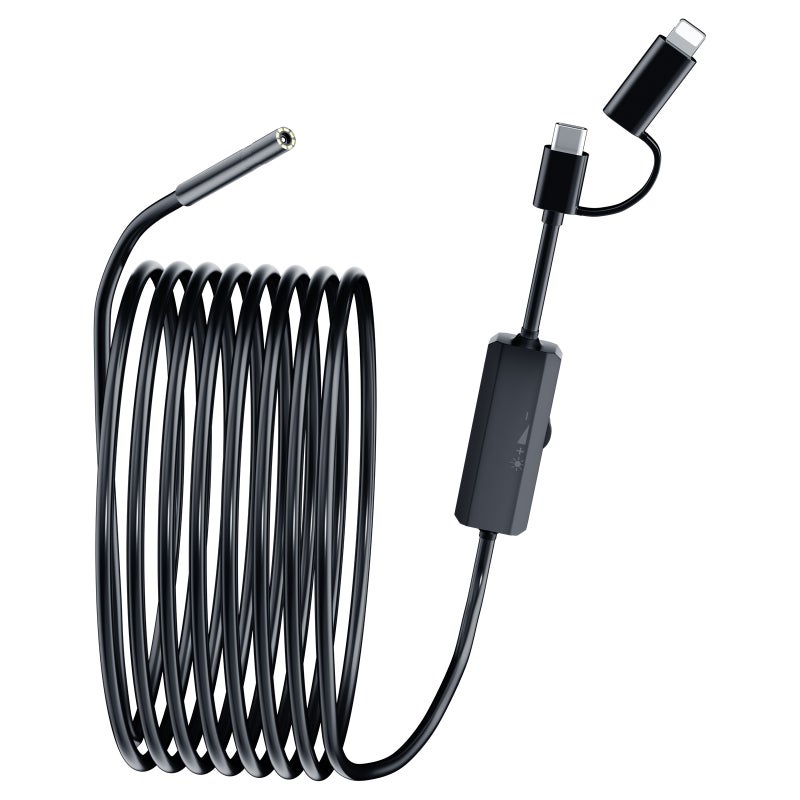 1920P HD Borescope Camera with Light, 8mm IP67 Waterproof Inspection Borescope with 8 Adjustable LEDs, 32.8ft Semi-Rigid Snake Camera for iOS & Android, Pipe Sewer Camera（Black） - Image 1