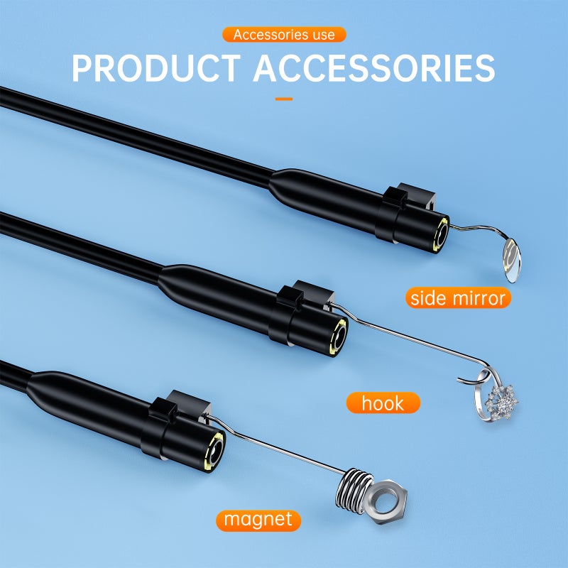 1920P HD Borescope Camera with Light, 8mm IP67 Waterproof Inspection Borescope with 8 Adjustable LEDs, 32.8ft Semi-Rigid Snake Camera for iOS & Android, Pipe Sewer Camera（Black） - Image 5