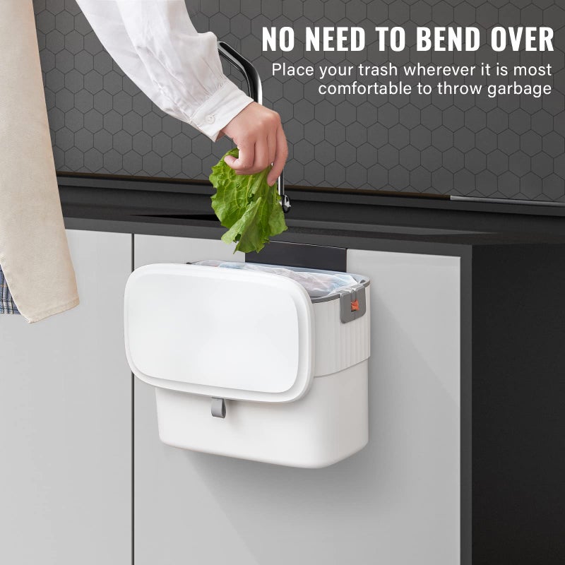 ELPHECO Kitchen Compost Bin with Lid 1.8 Gallon Hanging Trash Can with Lid, 7 Liter Wall-Mounted Garbage Can for Kitchen Cabinet Door, Small Under Sink Trash Can for Cupboard, Bathroom, Office - Image 3