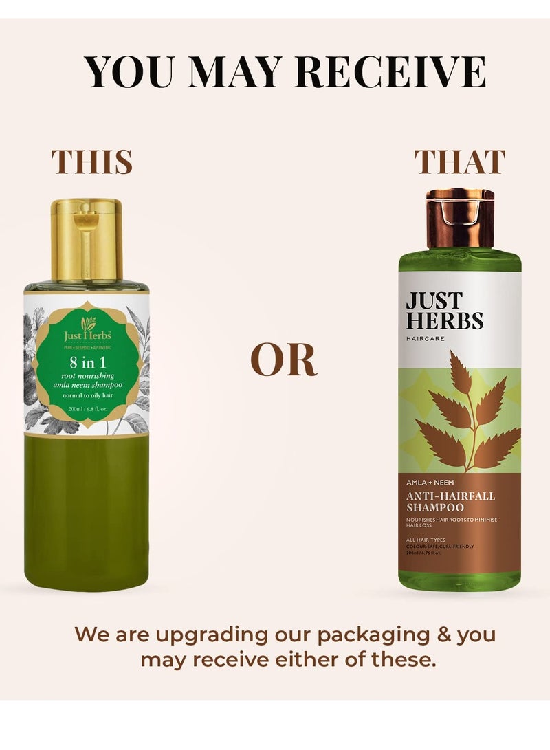 Just Herbs 8 in 1 Root Nourishing Amla Neem Hair Fall Control Shampoo 200ml - Image 3