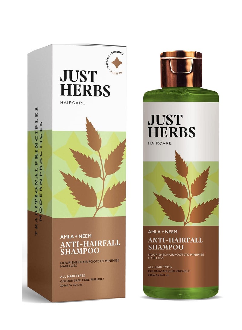 Just Herbs 8 in 1 Root Nourishing Amla Neem Hair Fall Control Shampoo 200ml - Image 1