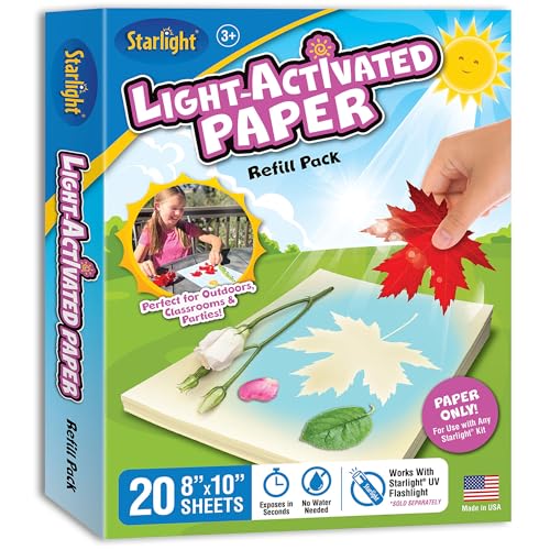 Starlight Instant Cyanotype Paper Refill – 20 Sheets of 8x10 Sun Paper – Sunprint Light-Sensitive Papers for Sun Art and Solar Printing Projects - Image 1