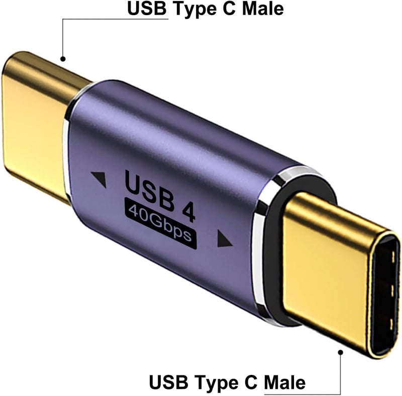 Microware محول USB C ذكر إلى ذكر، موصل USB نوع C يدعم 100 واط، 40 جيجابت في الثانية، 8K@60Hz لتقنية Thunderbolt 4/3، ماك بوك برو/إير، لابتوب، هواتف والمزيد من أجهزة نوع C - Image 3