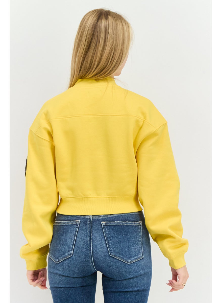 Women Varsity Patch Cropped Sweatshirts, Yellow - pzsku/ZE2D9E9B6535BE8209BBCZ/45/_/1738678710/31641745-62aa-462c-a376-cfb129075647