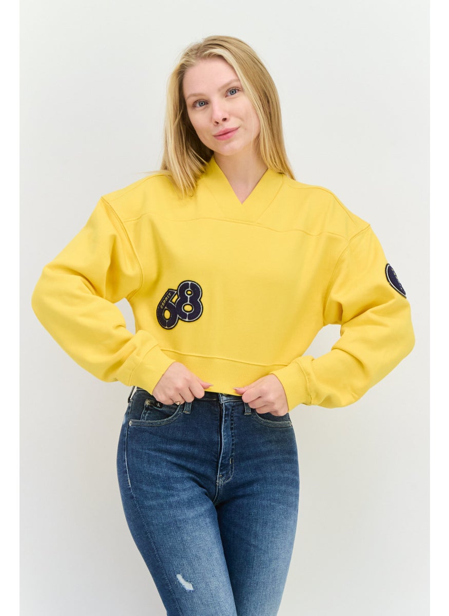 Women Varsity Patch Cropped Sweatshirts, Yellow - pzsku/ZE2D9E9B6535BE8209BBCZ/45/_/1738678774/b099a835-44f2-4135-8b1b-ad2ff1546a41