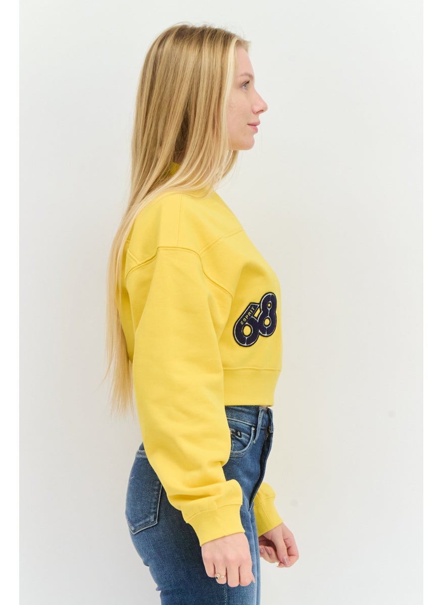 Women Varsity Patch Cropped Sweatshirts, Yellow - pzsku/ZE2D9E9B6535BE8209BBCZ/45/_/1738679289/0517db9f-2b89-43a9-abaf-79d2e36ef098