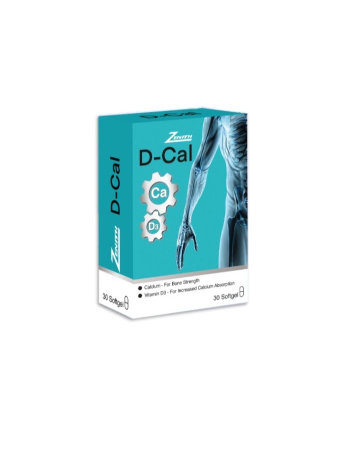 Zenith D-Cal 400 IU Vitamin D3 & 800mg Calcium Bone Support Supplement 30 softgels