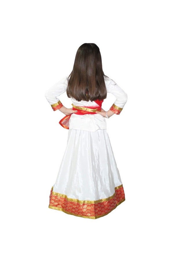 Kaku Fancy Dresses - Kaku Fancy Dresses Cream Lehenga Choli Dupatta Set For Girls | Radha Costume | Navratri Garba Dance Set - Cream, For Girls - Image 1