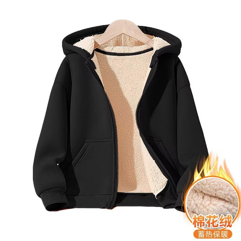 Fleece-Lined Jackets For Boys And Girls, Hooded Sweatshirts For Small And Medium-Sized Children, Cashmere Children'S Zipper Jackets - Image 5