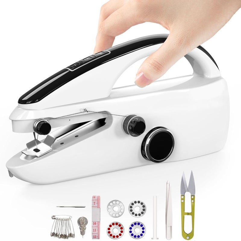 KASTWAVE Handheld Sewing Machine, Mini Portable Electric Sewing Machine for Clothes Fabric Repairs, Easy to Use Fast Stitch with Thread Cutter for Beginners Home Travel DIY Projects - Image 1