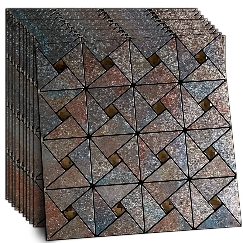 XUANINY 10Sheet Peel and Stick Backsplash TileWindmill Plus Glass SelfAdhesive Sticker Metal Aluminum Mosaic Tiles for Kitchen Decor Fireplace BathroomBedroom 10 Sheets Colorful Print