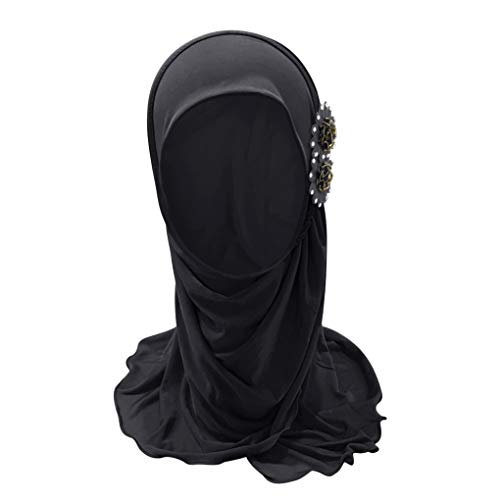 PURFUN Kids Girls Lovely Muslim Hijab with Flowers Anti-UV Sun Protection Breathable One Piece Hijab Islamic Head Scarf Shawls Arabian Turban for 2-6 Years - Image 2