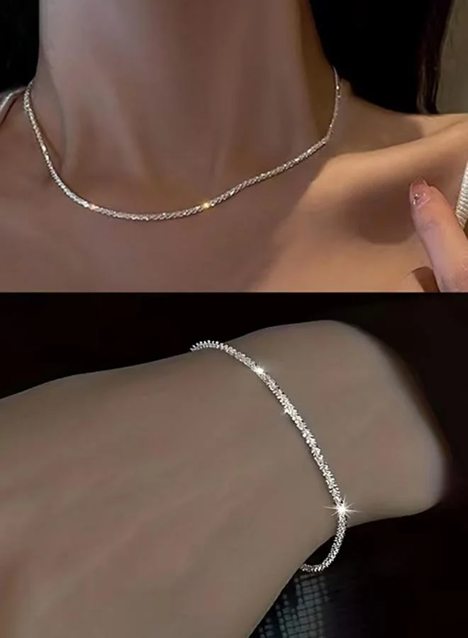 2-Piece Sparkling Neckalce and Bracelet Jewelry Set