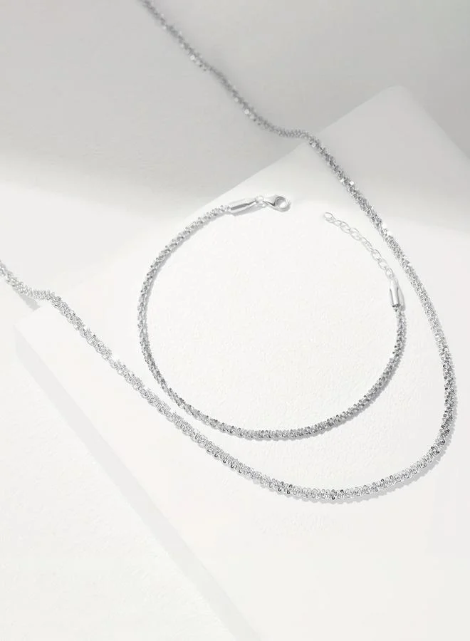 تايك تو طقم مجوهرات قلادة وسوار لامع قطعتين