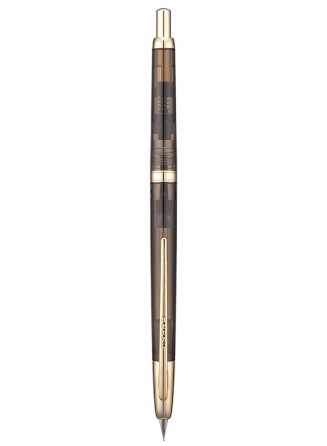 Wikult Jinhao 20 Press Fountain Pen, Transparent Black Retractable Fine Nib with Ink Converter Set (Golden Clip) - Image 2