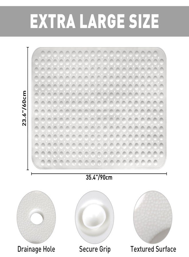 Mofonky Shower Mat Non Slip: 35.4 x 23.6 Inch Extra Large TPE Shower Mats for Inside Shower - Anti Slip Shower Stall Matt with Drain Hole and Suction Cups for Elderly - Image 2