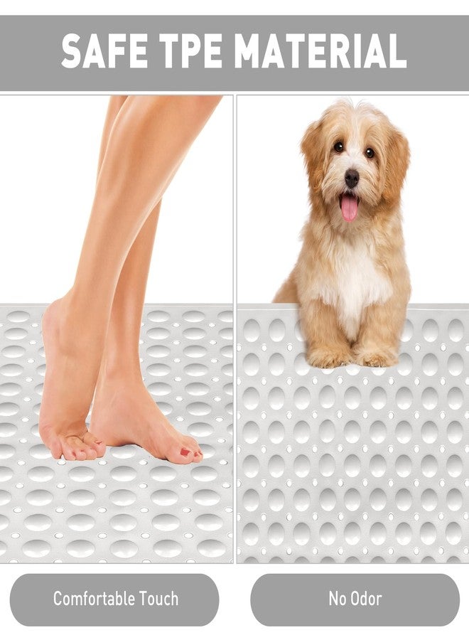 Mofonky Shower Mat Non Slip: 35.4 x 23.6 Inch Extra Large TPE Shower Mats for Inside Shower - Anti Slip Shower Stall Matt with Drain Hole and Suction Cups for Elderly - Image 3