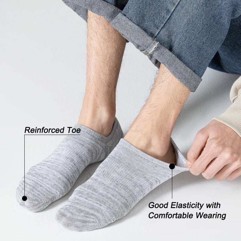 JORMATT 8 Pairs Men No Show Low Cut Socks Non-Slip Women Athletic Sneaker Socks Comfort Cotton Casual Invisible Socks, mens shoe size 6-10 - Image 4
