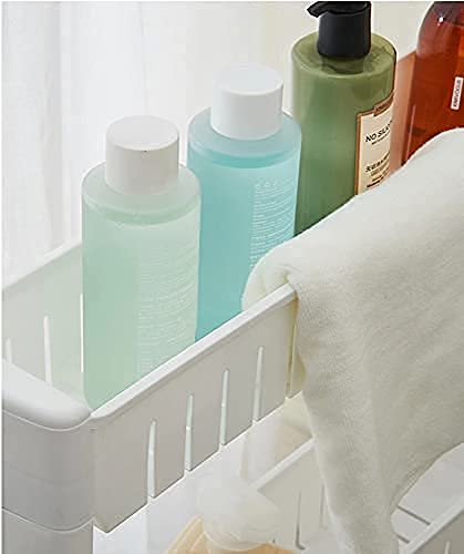 NOBILEA 2 Layer Slim Bottle Rack Kitchen Spice Storage Rack Plastic Slim Slide Out Trolley Holder Storage Organizer Bathroom Roller Shelving Storage - Image 4