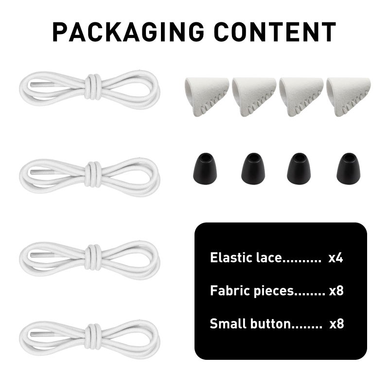 UamGlsob 2Pairs Elastic Shoelaces for Hey Dude Shoes, No Tie Bungee Stretchy Shoe Laces,Shoe Strings Replacement Stretch Laces (White, 14"/35cm) - Image 3