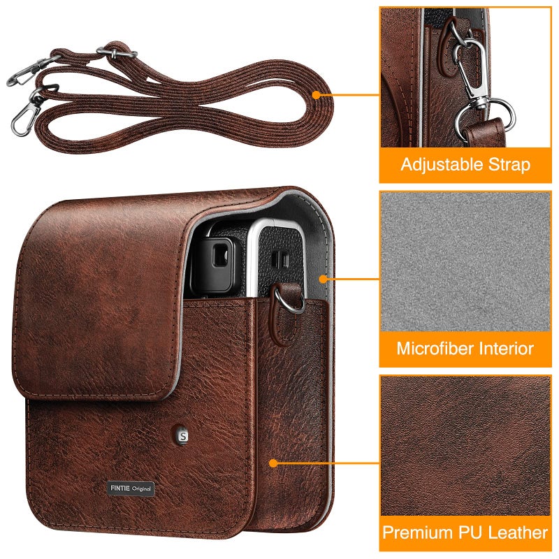 FINTIE Protective Case for Fujifilm Instax Mini 40 Instant Camera - Premium Vegan Leather Bag Cover with Removable Adjustable Strap, Vintage Brown - Image 3