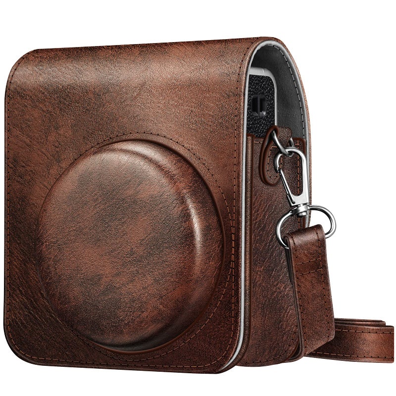 FINTIE Protective Case for Fujifilm Instax Mini 40 Instant Camera - Premium Vegan Leather Bag Cover with Removable Adjustable Strap, Vintage Brown - Image 1