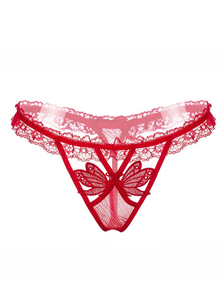Women Butterfly Embroidery G-String Transparent  Low Waist Thong  T-back  Underwear - Image 1