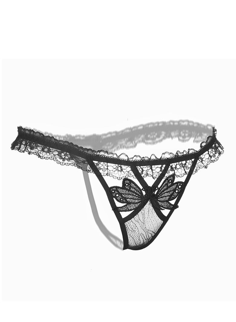 Women Butterfly Embroidery G-String Transparent  Low Waist Thong  T-back  Underwear - Image 2