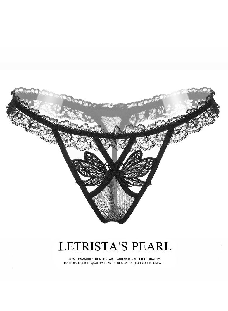 Women Butterfly Embroidery G-String Transparent  Low Waist Thong  T-back  Underwear - Image 3