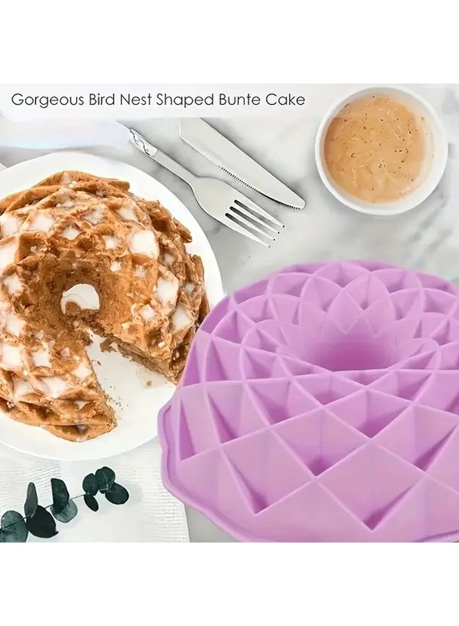 Pink Silicone Bird Nest Cake Mold With Central Tube For Layered Baking - Image 1