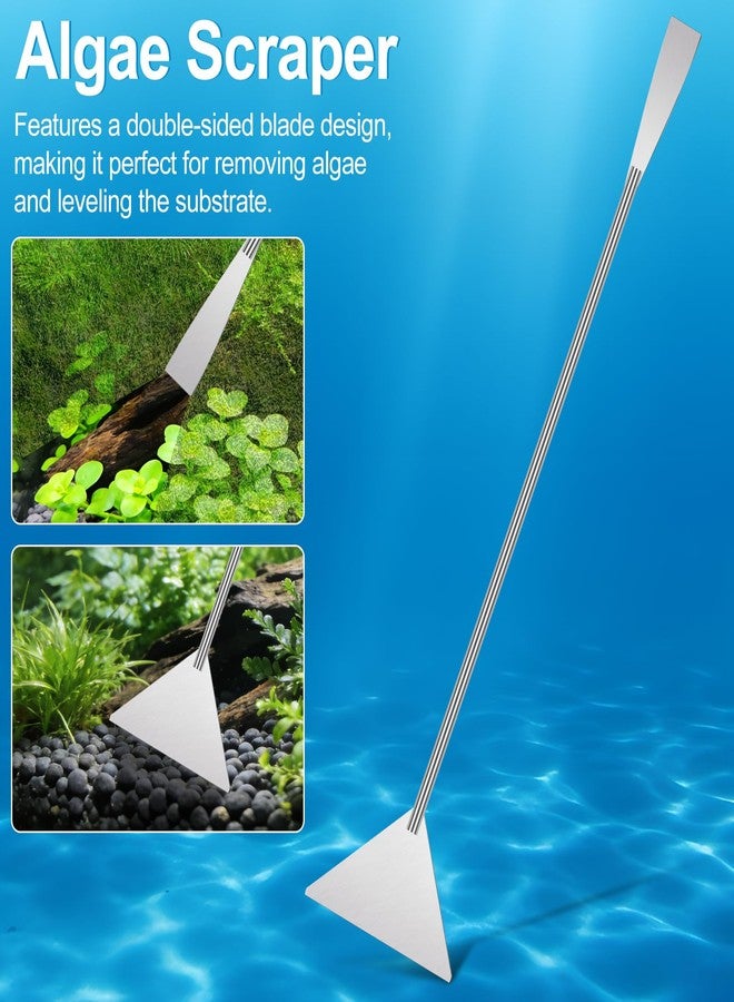 Oligei Terrarium Supplies 3 PCS, Stainless Steel Aquarium Supplies Set, Include Long Aquarium Tweezers, Curved Tweezers, Algae Scraper for Fish Tank Cleaning Plant Trimming - Image 3